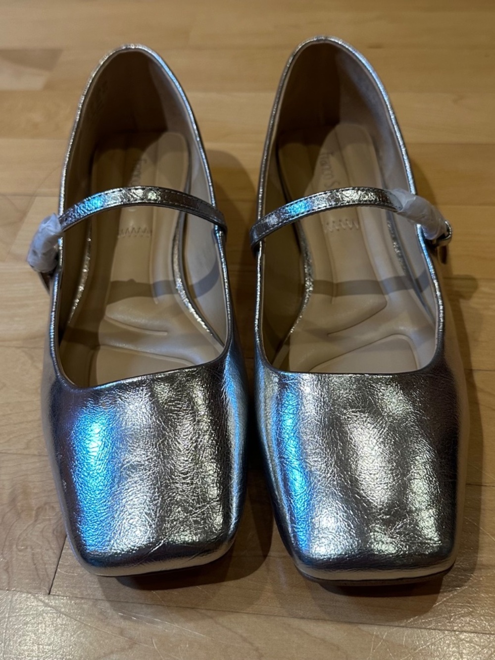 Franco Sarto Tinsley Square Toe Mary Jane Flats Silver Size 8M - Picture 7 of 11